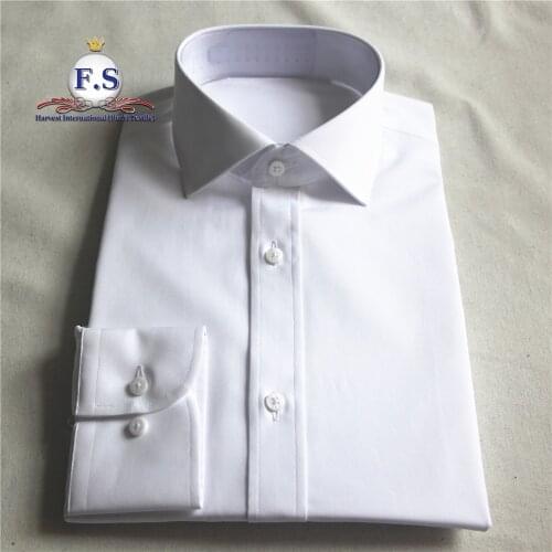Tailored Made to measure PURE WHITE men dress shirt with high counts 2ply