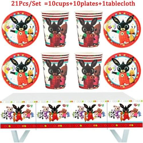 Baby Shower birthday party supplies set Rabbit Theme disposable cups plates tableware tablecloth kids girls boy party decoration