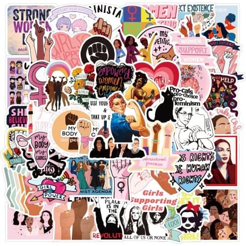 35/50Pcs Cartoon Inspirational Feminist Forced Girl Stickers for Motorcycle Phone Laptop Electric Bicycle Decal No Repetitive