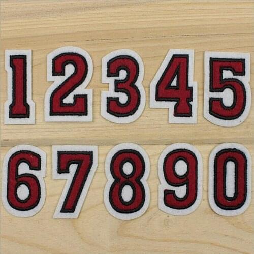 Number Patches Word Embroidered Iron on Patch Figure Digit for DIY Stripes Motif Appliques Garment Clothes Badge