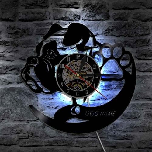 Dog Wall Clock Different Dog Breeds Custom Vinyl Record Wall Clock Home Decor Wall Decor Dog Name Vinyl Clock Gift reloj pared