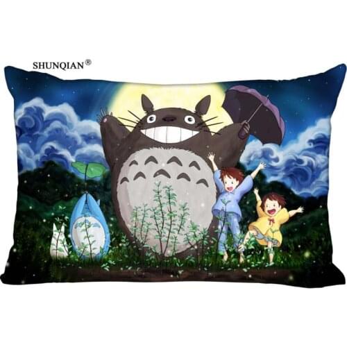 Custom Totoro Pillowcase Home Living room cushion pillowcase Rectangular Silk Pillowcase Two Sides Printing