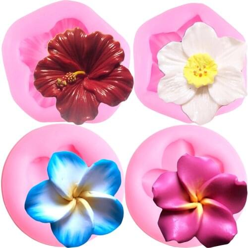 Plumeria Flower Silicone Molds Rose Flower Fondant Mould DIY Party Cake Decorating Tools Clay Candy Chocolate Moulds