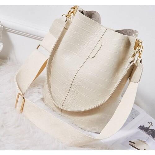 Women Bags Luxury Pu Leather Bucket Bag Travel Handbag Crocodile Crossbody Bags for Women Shoulder Bag Brand Designer