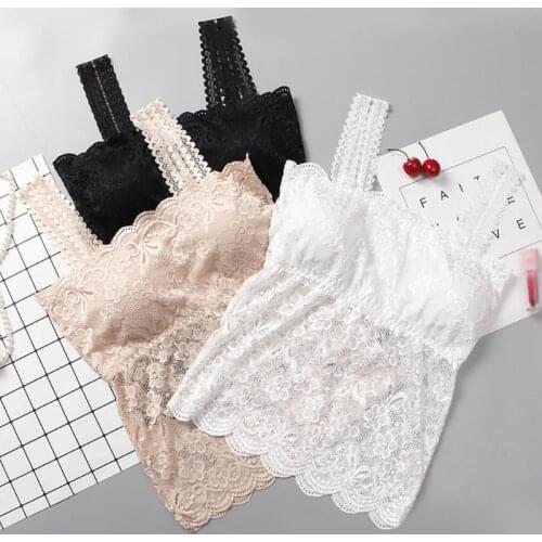 Sexy Lace Crop Top Fashion Women Free Chest 2019 Camisole Bralett Lace Top Wrapped New Floral Padded Underwear Ladies Ship V1