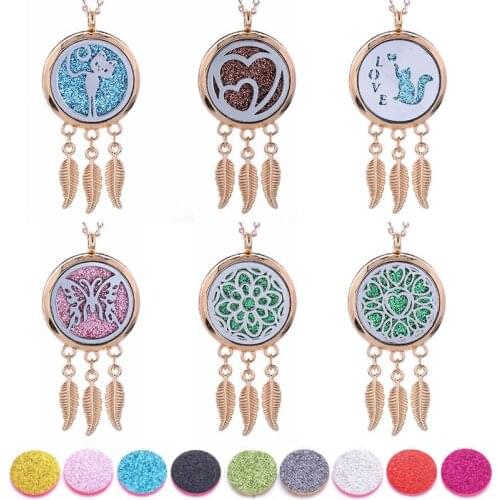 Removable gold Aromatherapy Necklace Butterfly wings Aroma Diffuser Pendants Essential Oil Diffuser Necklace with 10pad