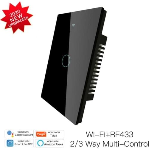2020 WiFi RF433 Touch Switch Smart Home Light Switch Wall Interruptor 1/2/3 Gang Wifi Light Switch With Alexa Google Home
