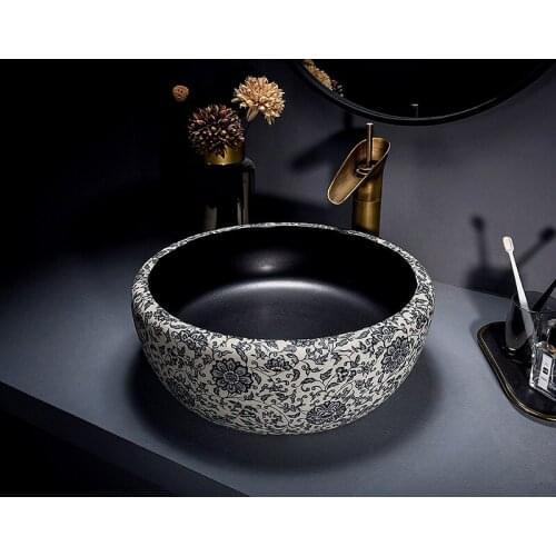 Blue and white porcelain platform basin ceramic wash basin Chinese RETRO art wash basin household wash basin