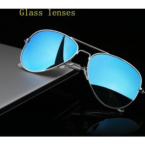 Classic high quality glass lens sunglasses women 2020 UV400 Men brand driving Pilot sunglasses rays blue Aviation metal frame