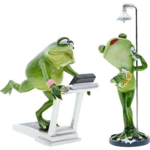 Resin Craft Sport Frog Statue Creative Animal Figurines Living Room Desktop Decoration Garden Balcony Ornaments Desk Accessories