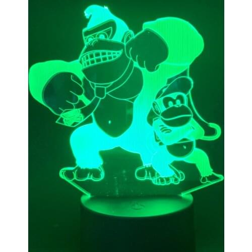 Led Night Light Donkey Kong 3D Lamp Touch Sensor Sleeping Night Light for Children Color Changing Indoor Kids Game Nightlights