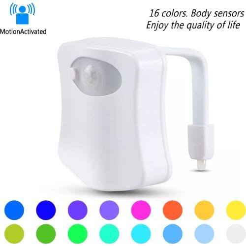 16 Colors Smart PIR Motion Sensor Toilet Seat Night Light Waterproof Led Lamp Toilet Bowl LED Luminaria Bulb WC Backlight