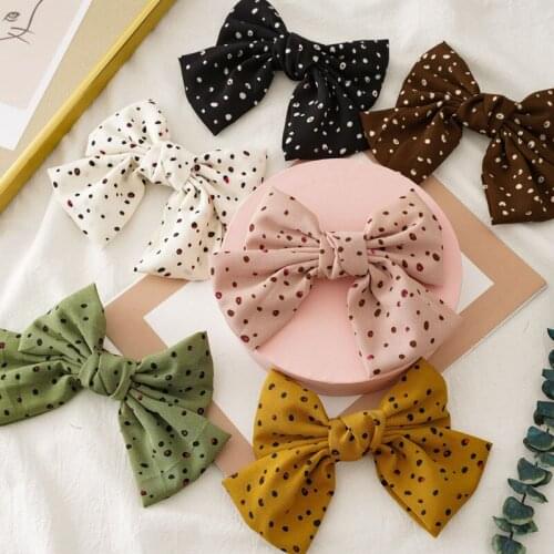 New Dots Hair Bow Clips Ties Handmade Organza Chiffon Bows Elastic Bands Barrettes Hairpin for Women Girls Hair Rope Accessories
