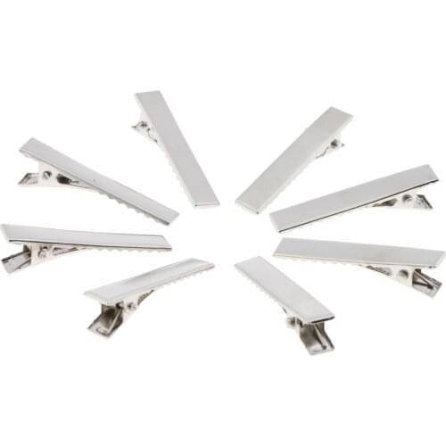 100 Lot Silver Tone Metal Hair Clips Slides Grip DIY Bow Hair Accessories