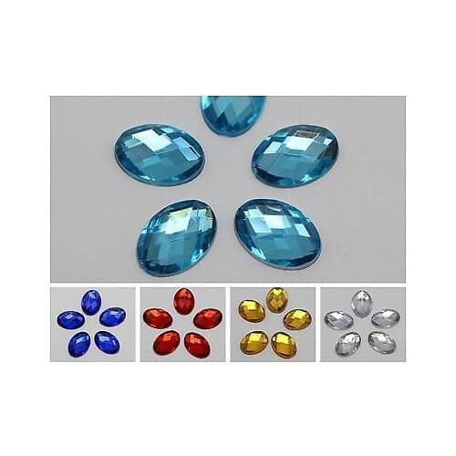 200 Acrylic Flatback Faceted Oval Rhinestone Gem 10X14mm No Hole Pick Your Color