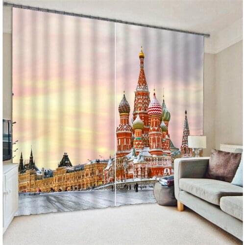 2017 Modern Luxury Castle 3D Blackout Window Curtains For Kids Bedding room Living room Hotel Drapes Cortinas