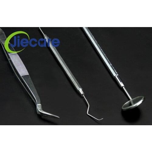 3PCS/Set High Quality Stainless Steel Dental Instrument Probe Set Hygiene Pick Scaler Mirror Tweezers Examination Cleaning Kits