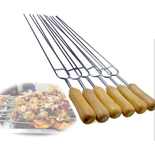 6PCS BBQ fork Barbecue Meat Fork Roasting fish fork BBQ cooking Stainless Steel U - Shaped Barbecue Brazing Barbecue Fork