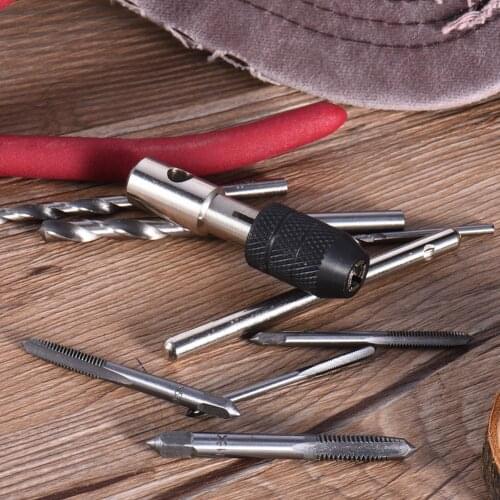 9PCS/Set Black Silk M3-M6 T-type Hand Tap Wrench Screwdriver Tap Holder Hand Tool Set Fit For 2.5mm-6mm J3