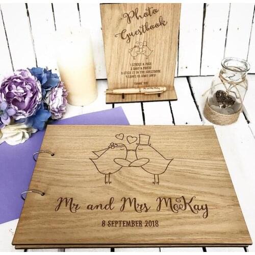 Custom Polaroid wedding Guest Book love birds Guest Book photo album Signature engagement Guestbook photo albums with pen