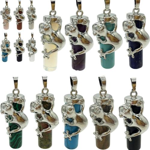 Free Shipping Opal Howlite Malachite Lapis Lazuli Tiger Eye Frog Pendant Necklace 1pcs WB770