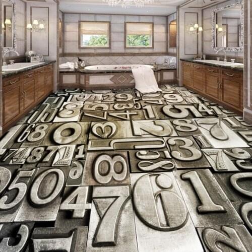 Free shipping chinese floor Creative digital bathroom living room 3D floor wallpaper waterproof self-adhesive kitchen mural