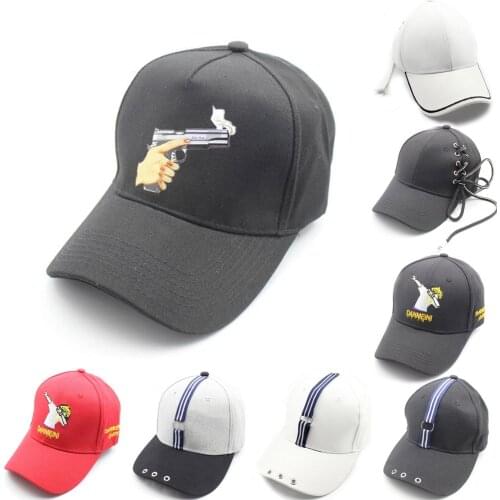 Women Men Snapback Baseball Cap Hip Hop Kpop Stripe Gun Cartoon Sport Dancing Travel Lover Dad Hat Caps Streetwear Adjustable