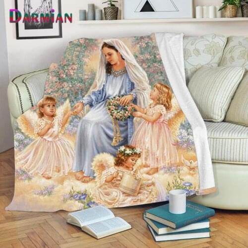 DARMIAN Angel Mom Printed Blanket Multifunction Sofa Bed Cover for Summer Air Condition Home Textile Premium Fleece Quilt Cover
