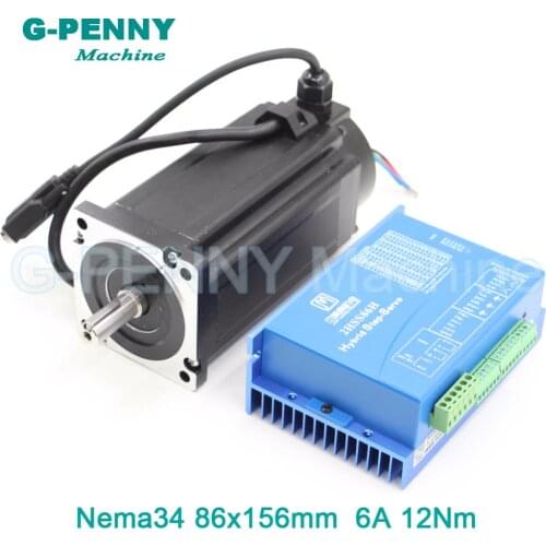 CNC Nema34 Closed Loop Motor 12Nm Hybrid Stepper Motor Hybrid Motor Nema 34 6A 1700Oz-in Motor Driver DC(40-110V) / AC(60-80V)