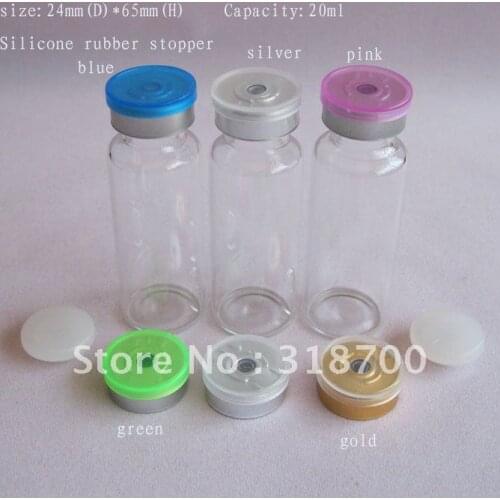 20ml clear glass vial with silicone stoper with flip cap, 20ml glass bottle, cosmetic packaging container