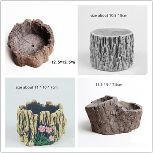 Tree Root Bark flowerpot molds for Concrete flower pot vase silicone mold creative gardening decorating cement planter mould