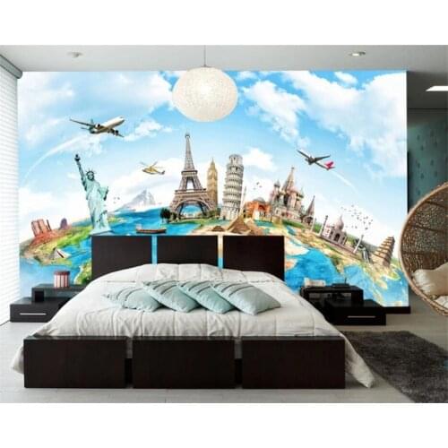 Customized Wallpaper 3d Europe Travel Around the World Earth Mural Classic Building papel de parede Background Wall paper обои