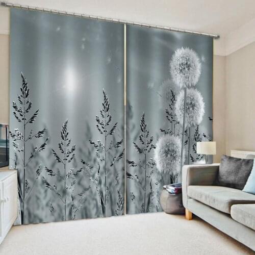 Beautiful Photo Fashion Customized 3D Curtains Nature scenery blue Dandelion curtains