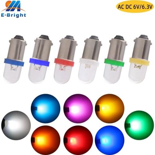 10Pcs AC DC 6V 6.3V T11 T4W BA9S H6W 3886X 1895 Foggy Lens Pinball Light Bulb Car Styling White Blue Red Amber Green Pink Orange