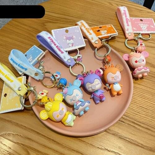 Hot Saling New Kawaii Cartoon Key Chain PVC Deer Funny Toy Keychain Car Key Ring Birthday Gifts For Children For Student