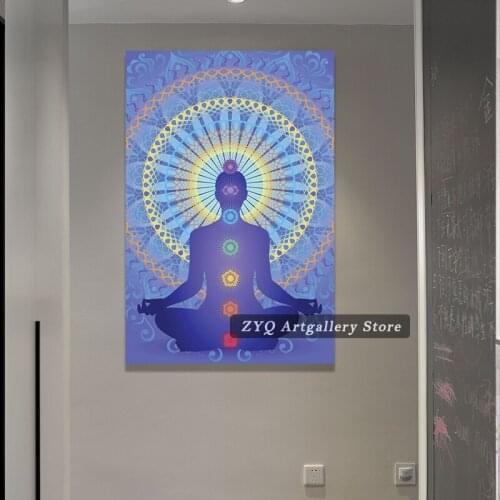 Chakra Mandala Root Muladhara Sacral Solar Plexus Heart Throat Third Eye Crown Symbols Spiritual Ritual Hinduism Artistic Canvas