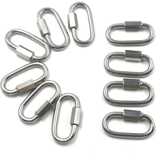 Multifunctional 304 Stainless Steel Carabiner Oval Screwlock Quick Link Lock Ring Hook M5 Pack of 10