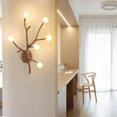 Nordic Retro LED Wall Lamp Hotel Room Bedside Branches Wall Light Living Room Background Sconce Hotel Villa Bathroom Lamp