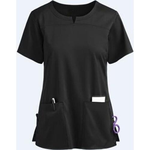 Plus Size Solid Nurse Uniform Scrubs Womens Short Sleeve V-neck Pocket Care Workers Tops Nurse Accessories Pocket Women Clothes