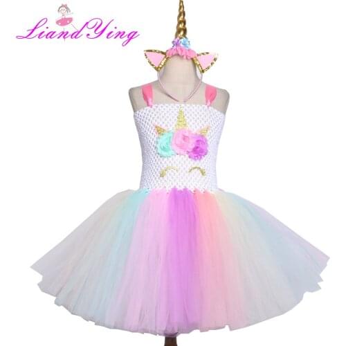 Girls Dress Sleeveless Kids Flower Dresses Children Unicorn Vestidos 2019 Girls Dresses Autumn Spring Summer Kids Dress For Girl