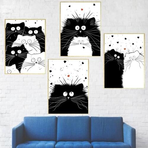 Nordic Persian Cat Poster And Prints, Wall Art Canvas, Black And White Wall Painting, For Living Room, Scandinavian Home Decor