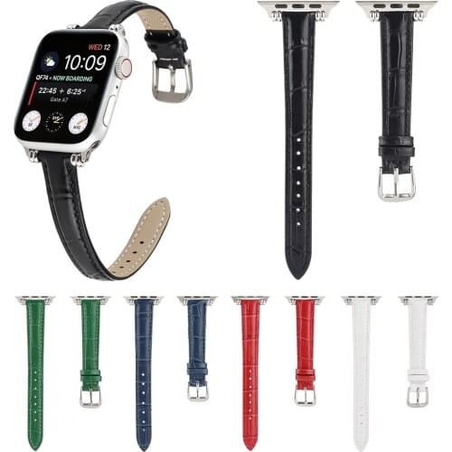 Slim Leather Strap for Apple Watch 6 Band 5 4 3 Bracelet for iWatch Straps Series SE 44mm 40mm 42mm 38mm Womens Girls Wristband