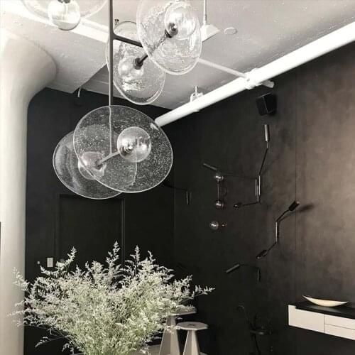 Light luxury American chandelier clear light bubble handmade glass designer dining room living room suction chandelier