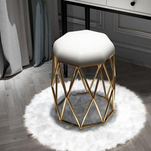 Nordic ins wind chair simple household iron dressing stool black birds nest makeup stool golden light luxury nail chair