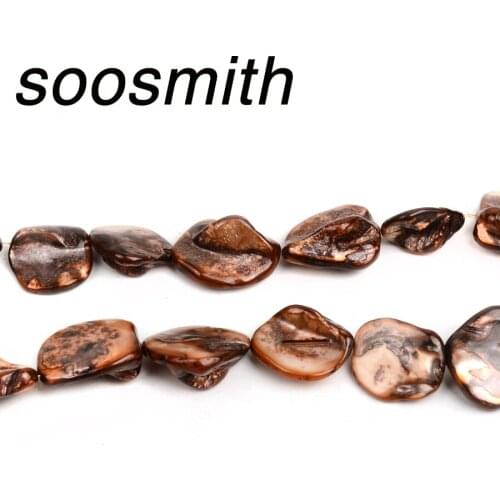 Soosmith Natural Shell Beads 13-25mm Freeform Irregular Shape Brown Shell Beads For Jewelry Making Fit For Diy Bracelet Necklac