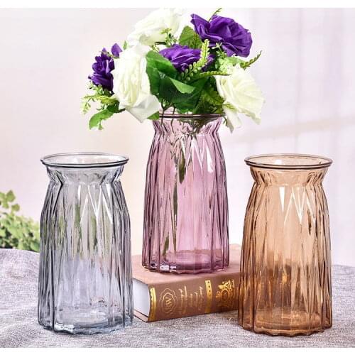 15cm high Simple vertical edge glass vase transparent water culture flower vase in living room home decoration bottle decoration