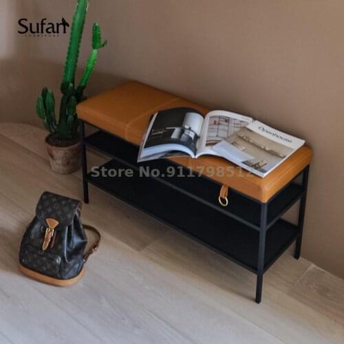 Shoe changing stool modern minimalist home door soft bag cushion shoe stool Nordic bed end stool bench shoe rack stool