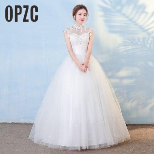 New Arrival Korean style Vestidos De noiva 2018 Stand-up Collar Wedding Dress Lace Illusion Vintage wedding gowns