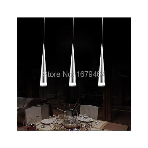 LED Modern Aluminum Pendant Light, 3 Light, Transparent Acrylic Metal Plating,110V-240V