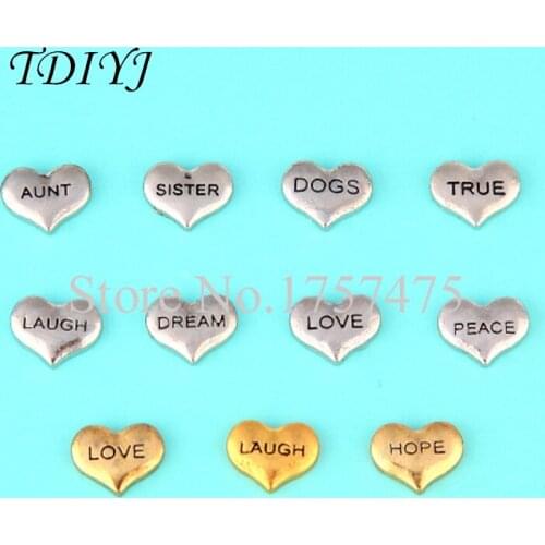 TDIYJ 20pcs Newest 7mm Mixed Love Heart Floating Charms fit Living Glass Memory Locket Pendants for Women Jewelry
